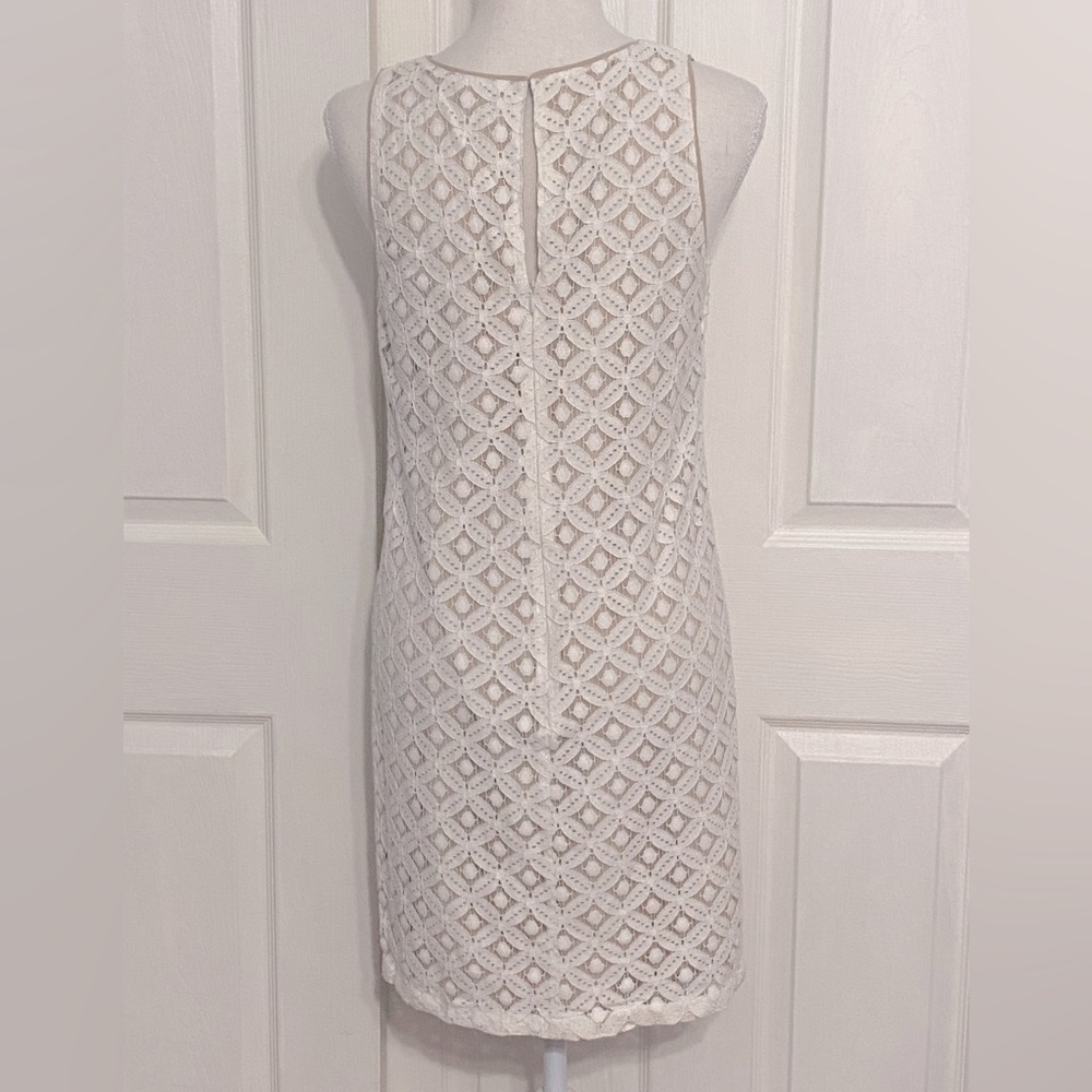 Apt. 9 Dress White Lace Overlay with Tan Lining Size Small - Picture 3 of 11